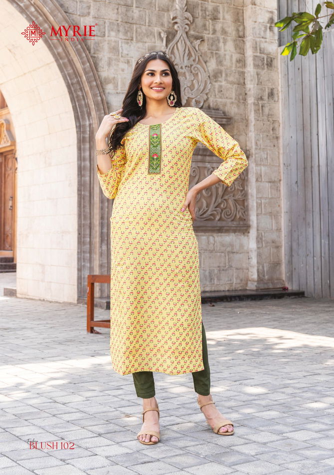 Myrie Fashion Blush Long Printed Kurtis Catalog
